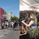 The line outside our day party/Ra Ra Riot inside our party. (Yan Tokar)